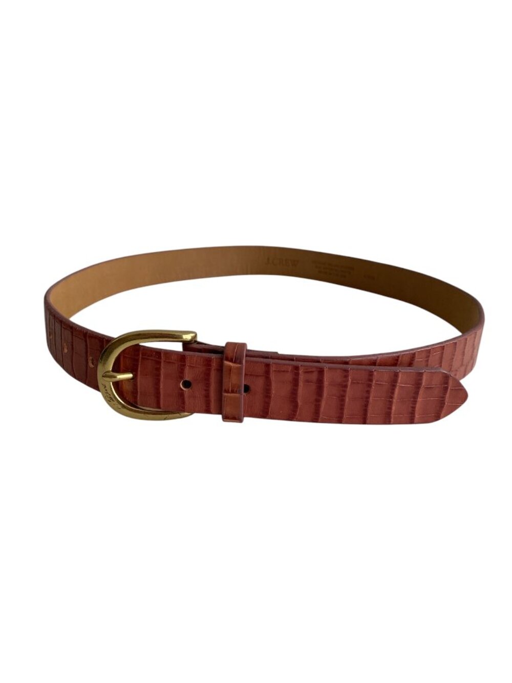 J. Crew Embossed Croc Pink Leather Belt S
